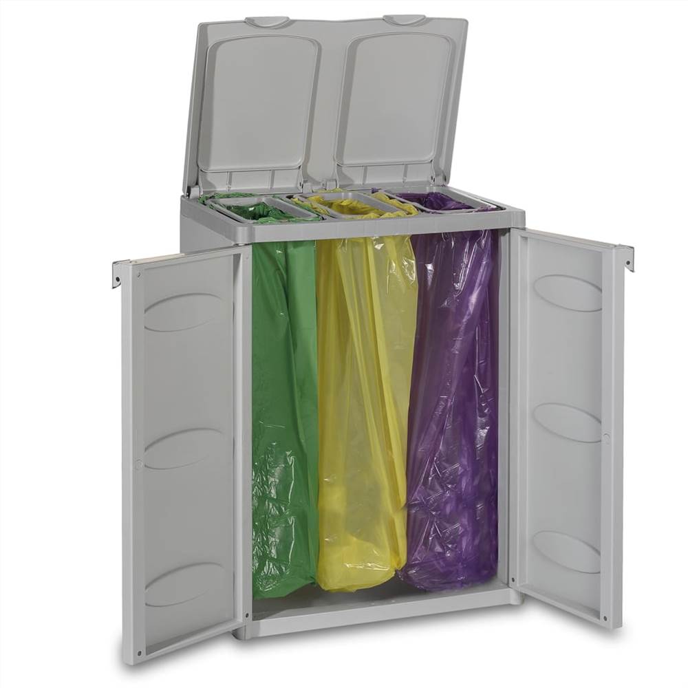 Trash Bin with 2 Doors Grey 65x45x88 cm PP