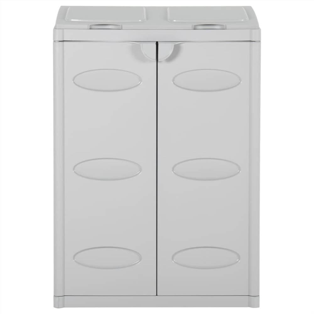 Trash Bin with 2 Doors Grey 65x45x88 cm PP