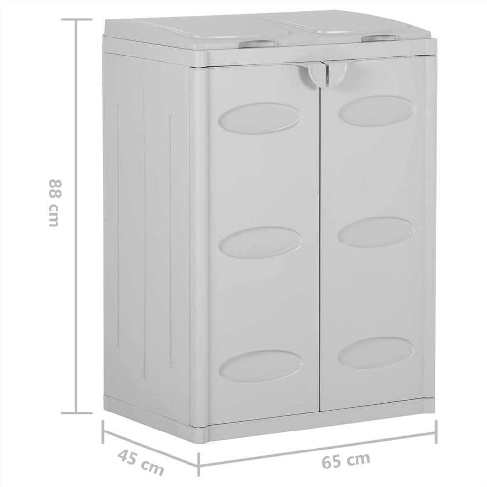 Trash Bin with 2 Doors Grey 65x45x88 cm PP