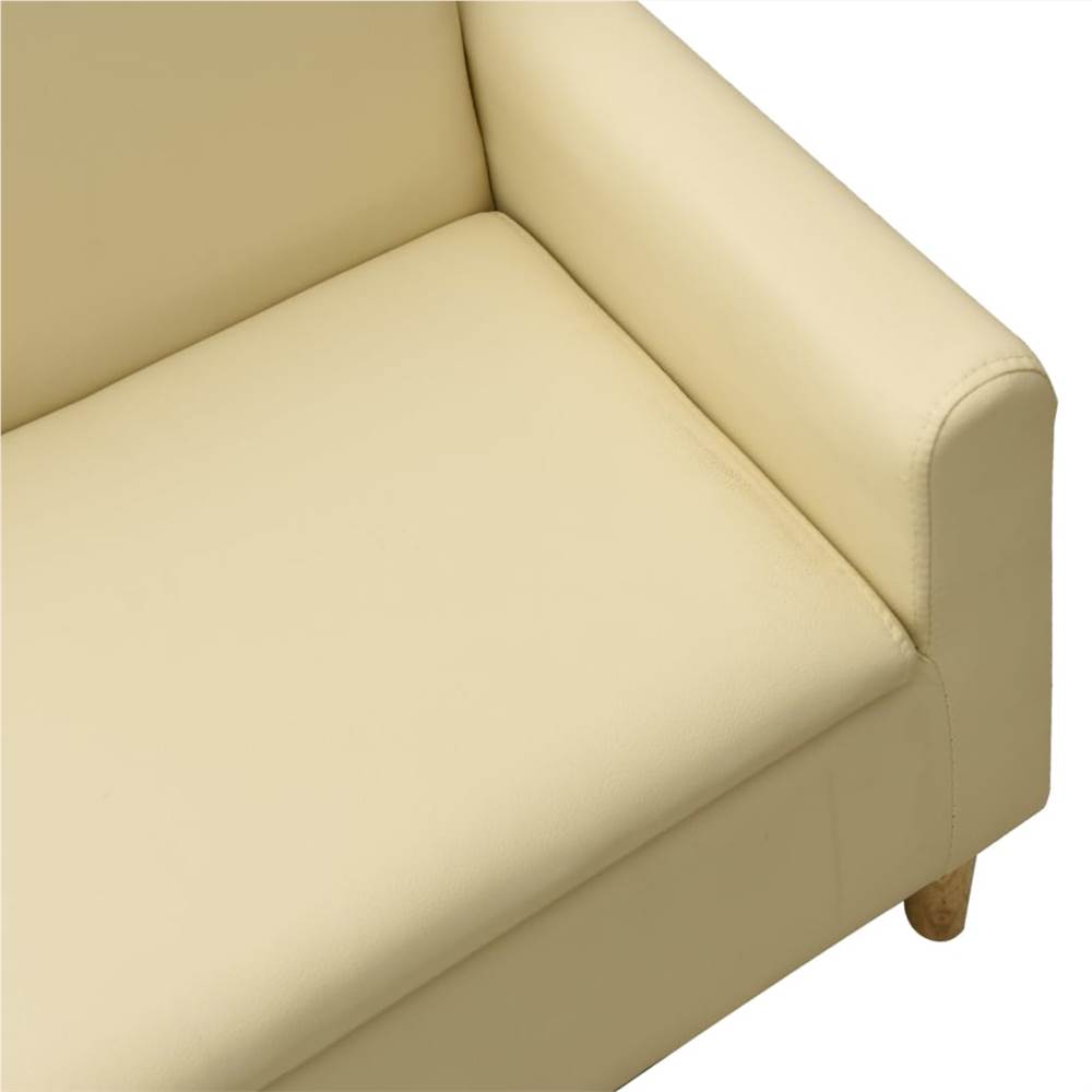 2Seater Children Sofa Cream White Faux Leather
