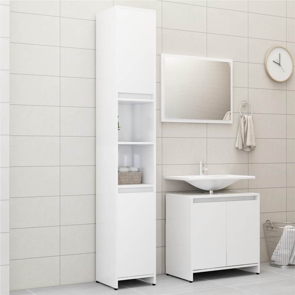 

3 Piece Bathroom Furniture Set High Gloss White Chipboard