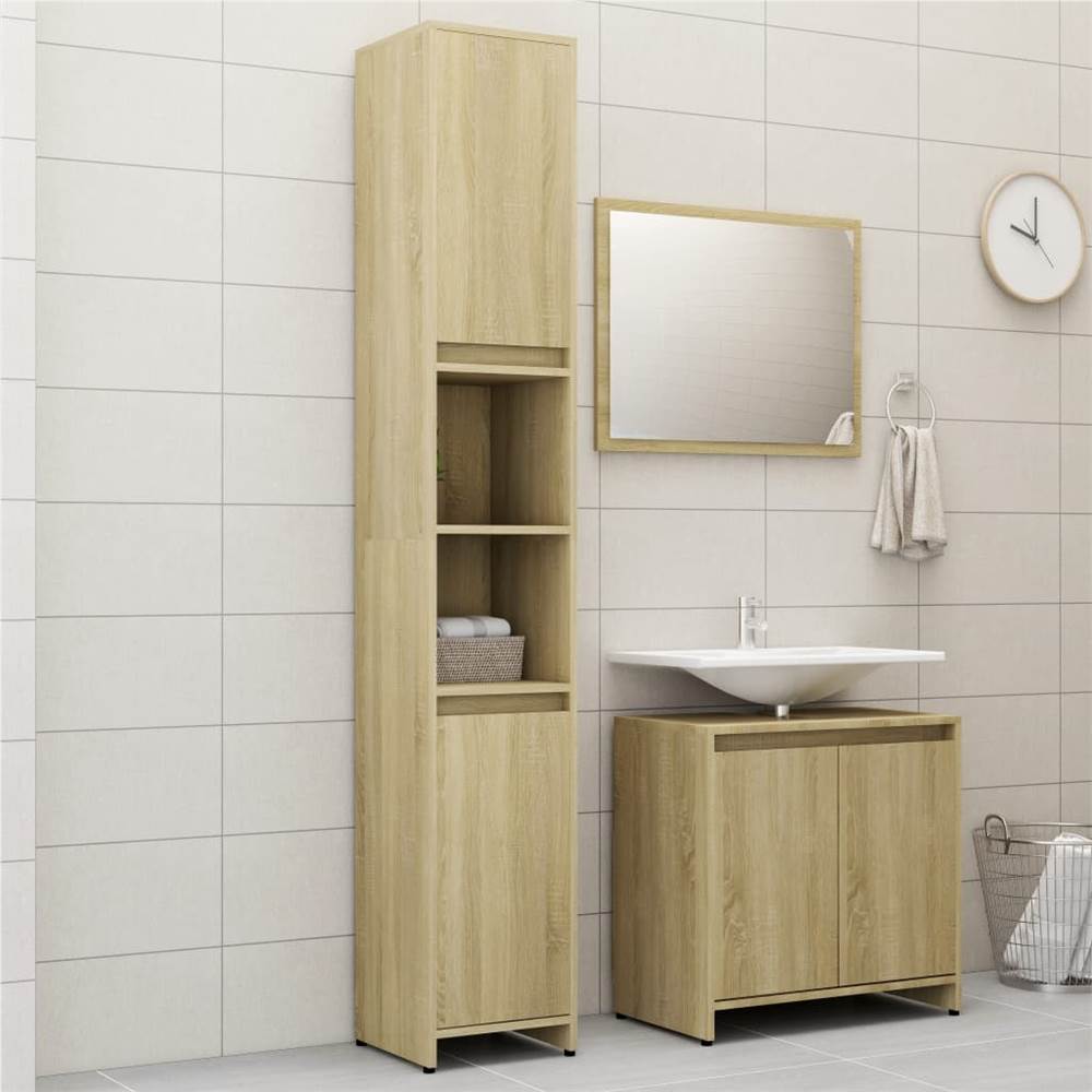 

3 Piece Bathroom Furniture Set Sonoma Oak Chipboard
