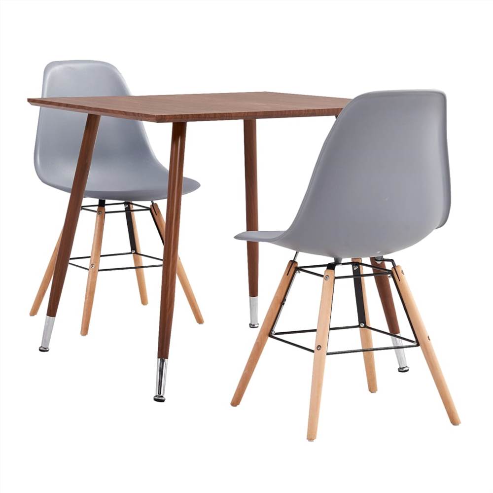 

3 Piece Dining Set Plastic Grey