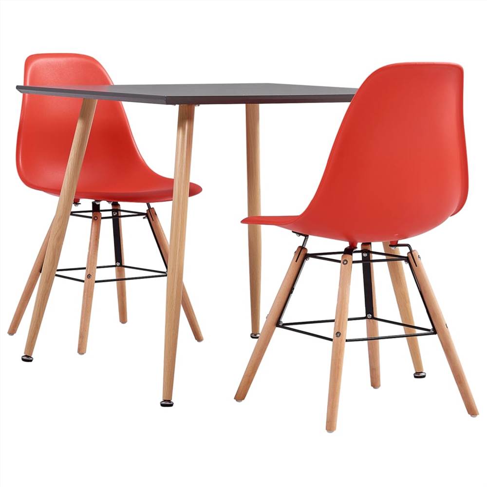 

3 Piece Dining Set Plastic Red