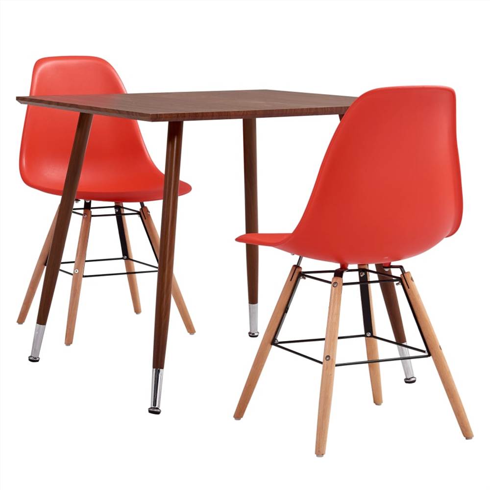 

3 Piece Dining Set Plastic Red