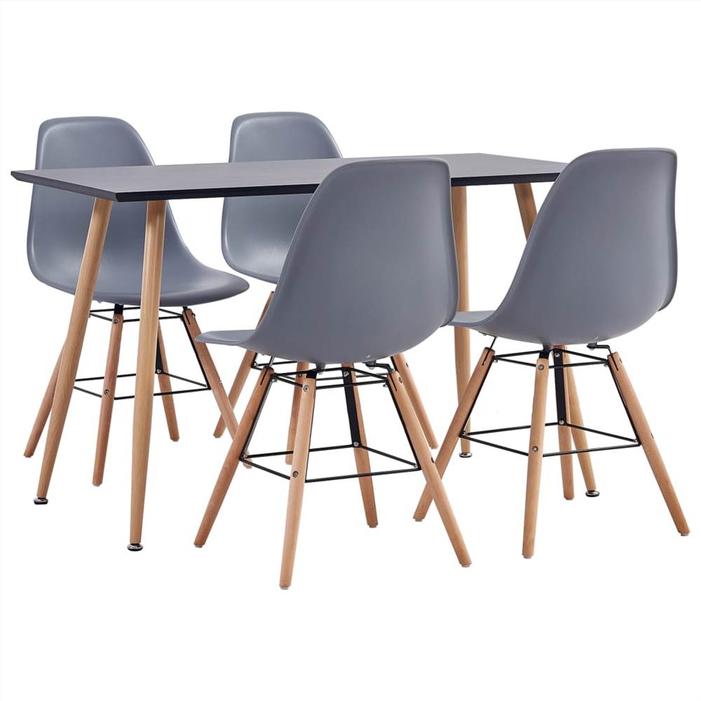 

5 Piece Dining Set Plastic Grey