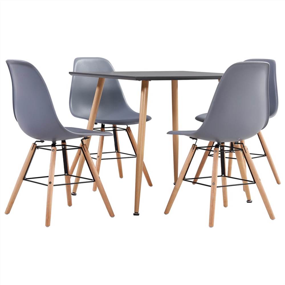 

5 Piece Dining Set Plastic Grey