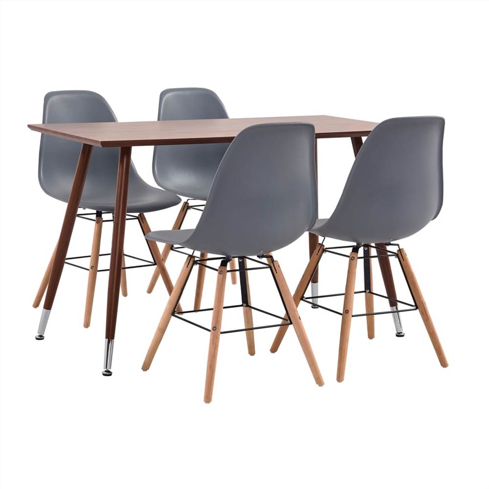 

5 Piece Dining Set Plastic Grey
