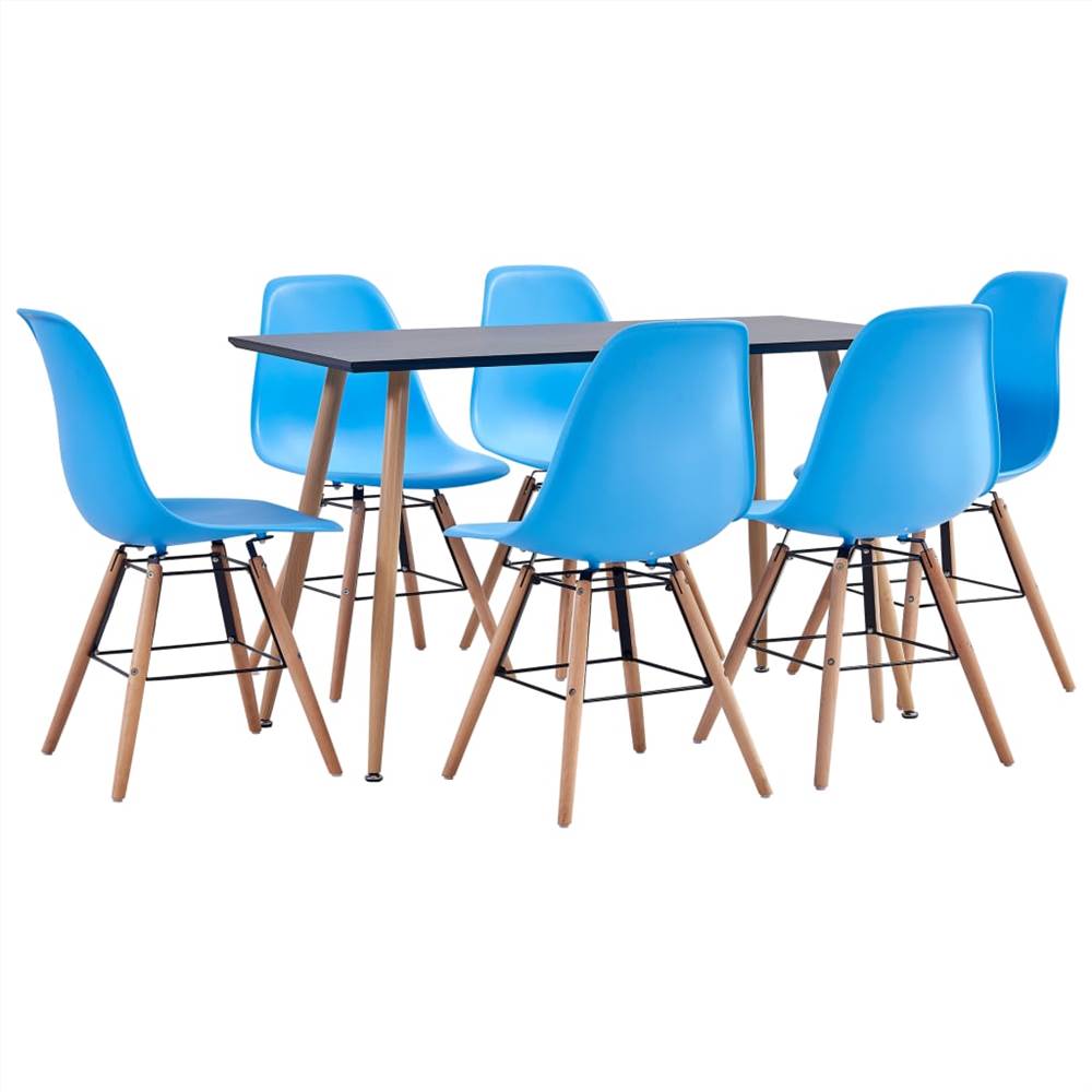

7 Piece Dining Set Plastic Blue