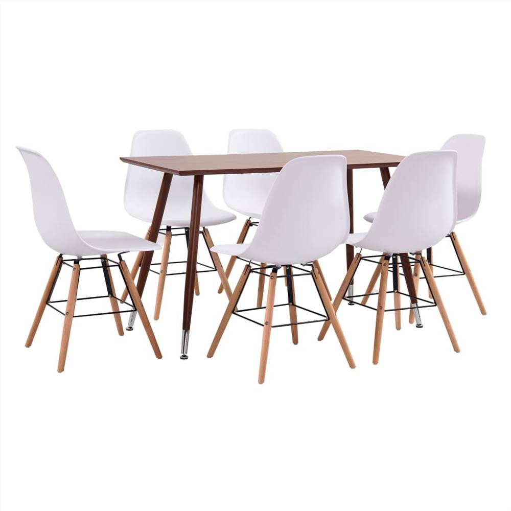 

7 Piece Dining Set Plastic White