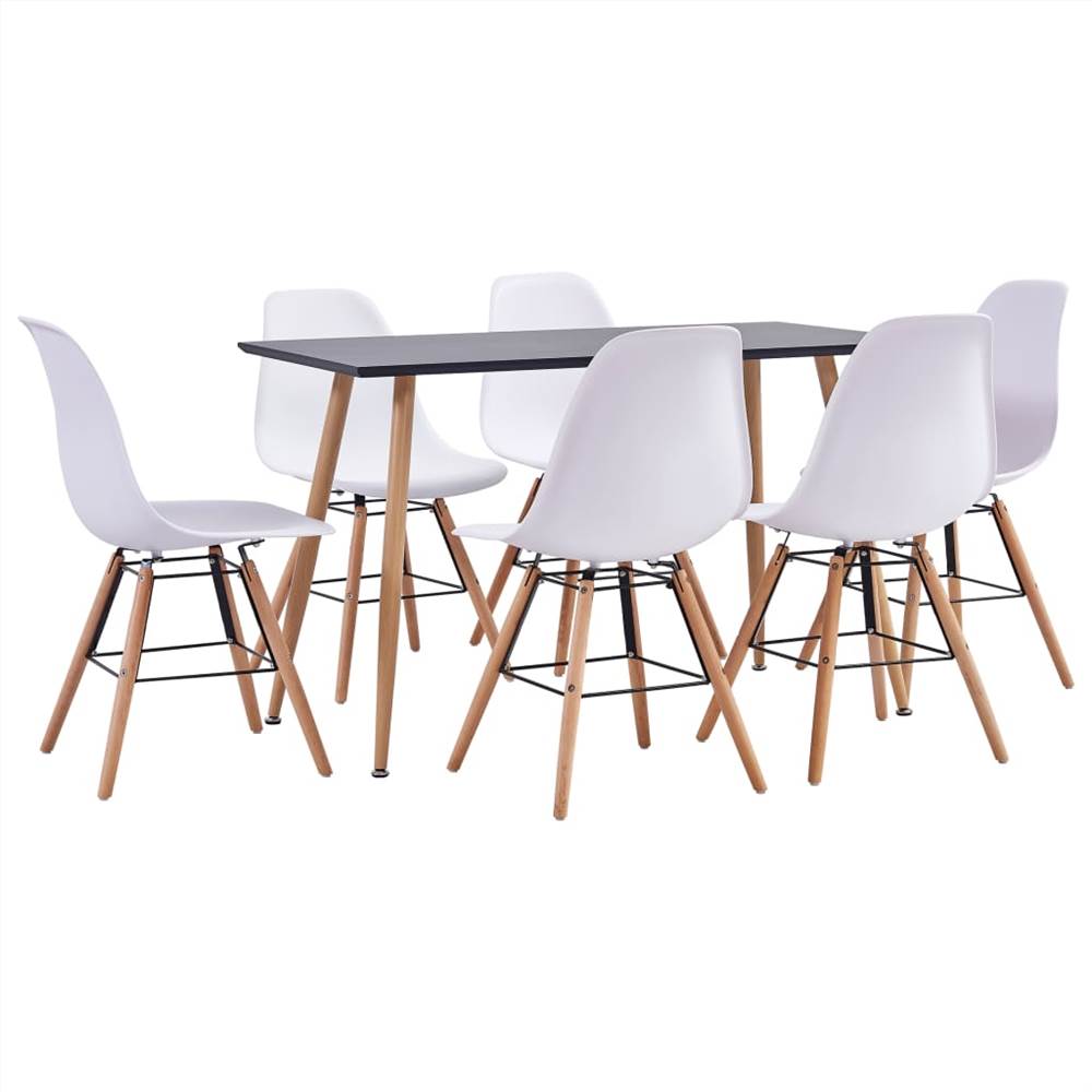 

7 Piece Dining Set Plastic White