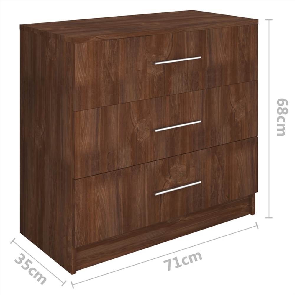 Chest of Drawers Chipboard 71x35x68 cm Brown Oak