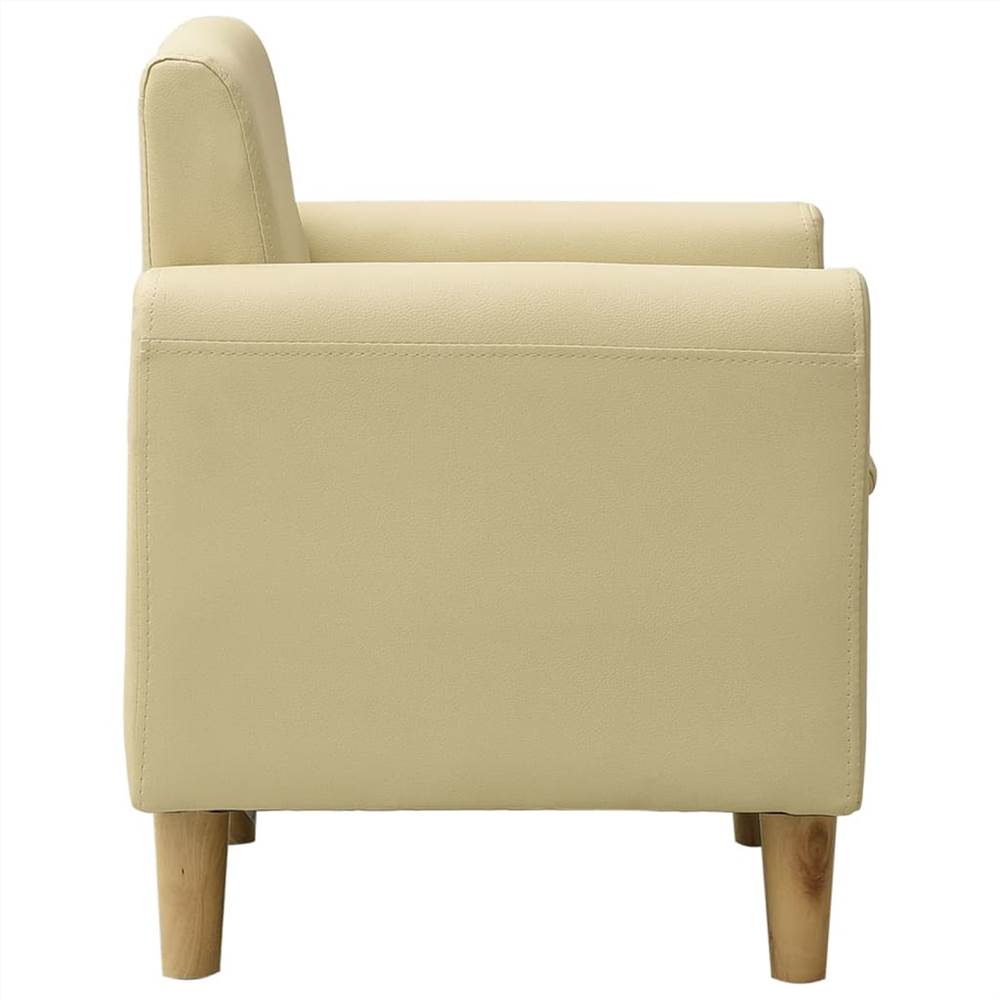 Children Sofa Cream White Faux Leather