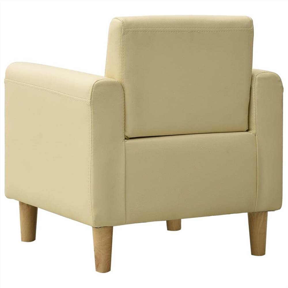 Children Sofa Cream White Faux Leather