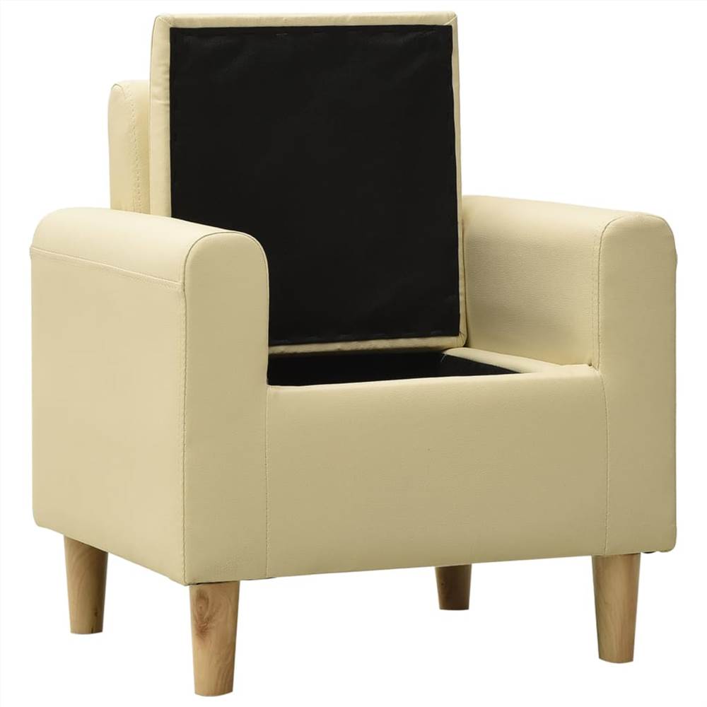 Children Sofa Cream White Faux Leather
