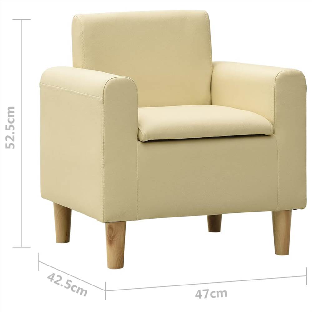 Children Sofa Cream White Faux Leather