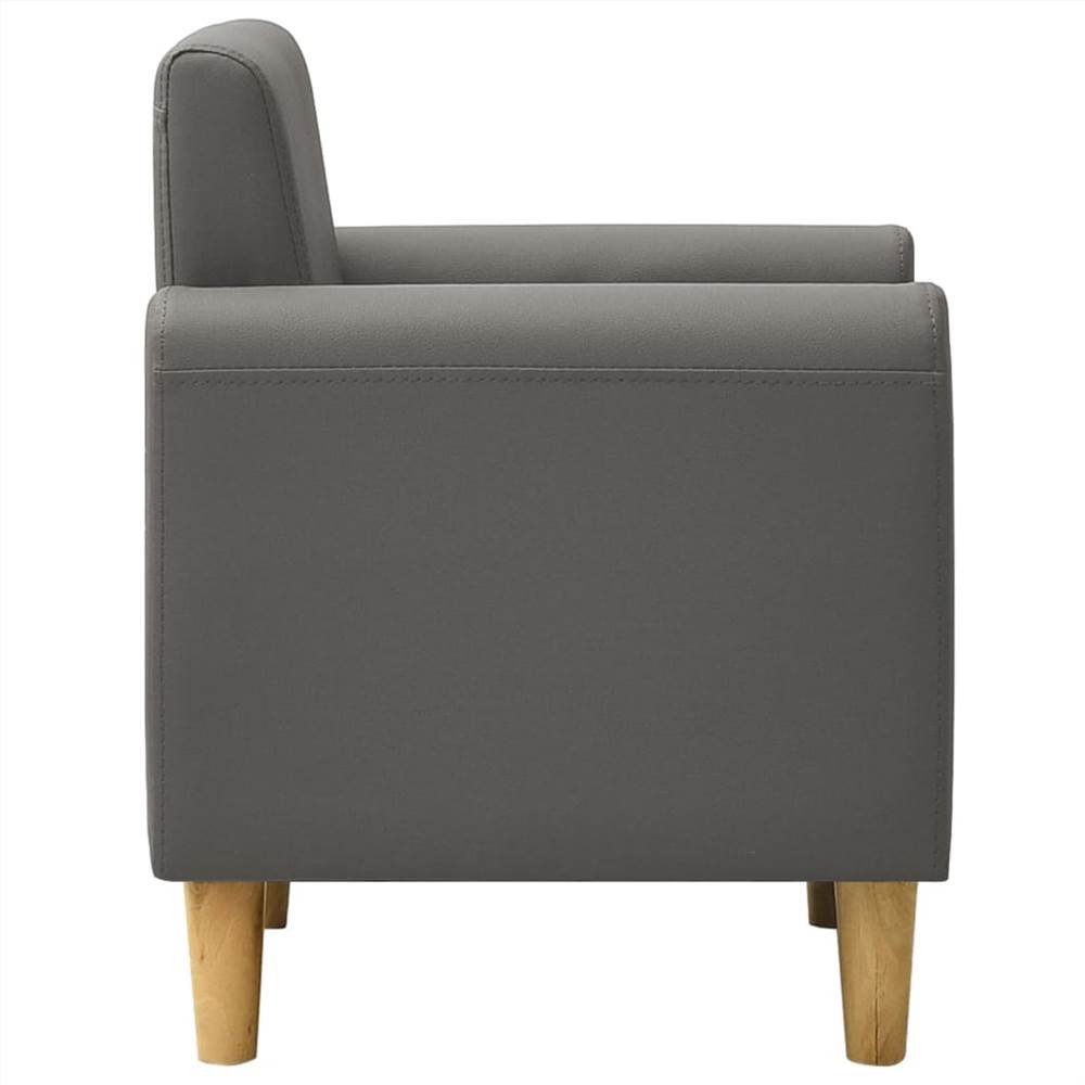 Children Sofa Grey Faux Leather