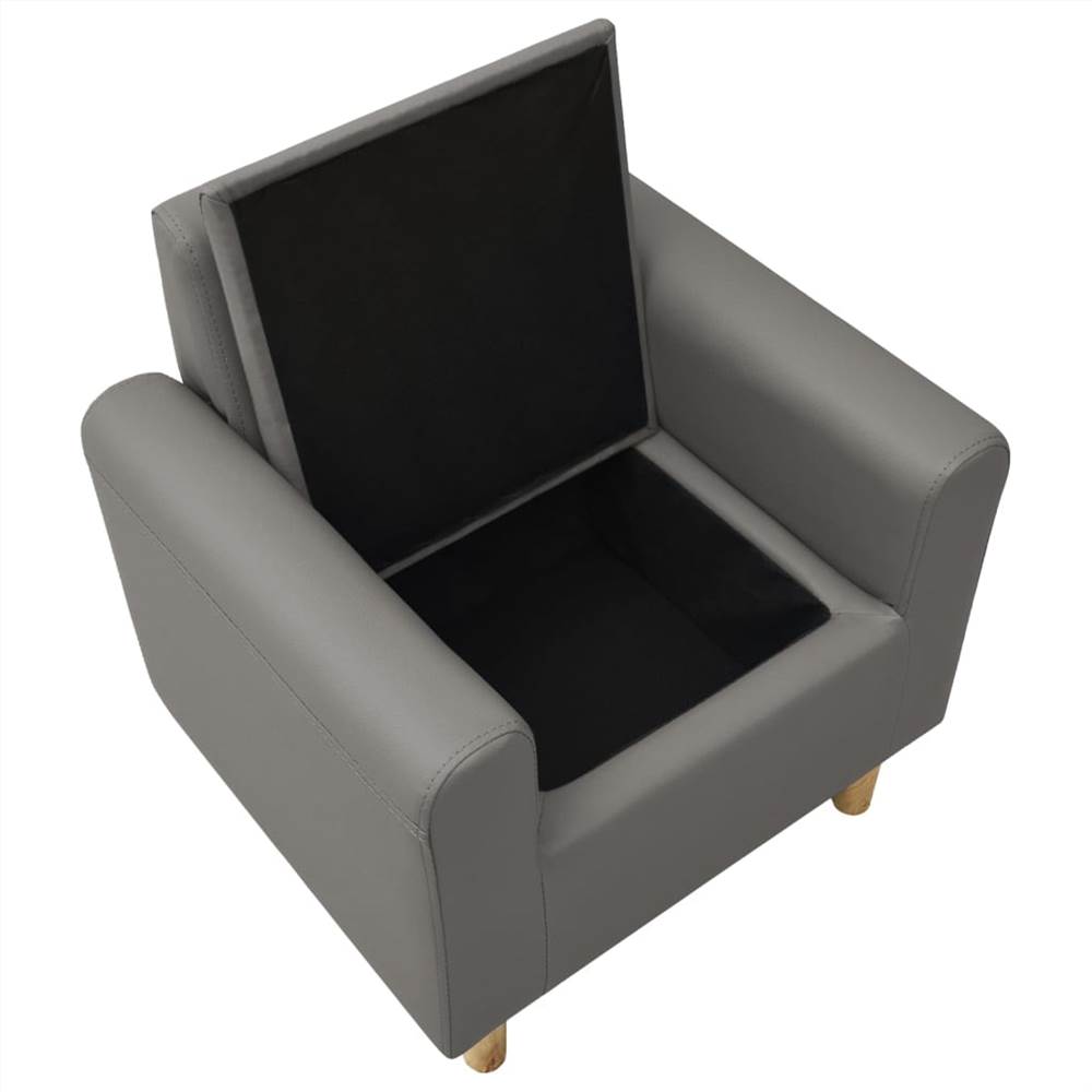 Children Sofa Grey Faux Leather