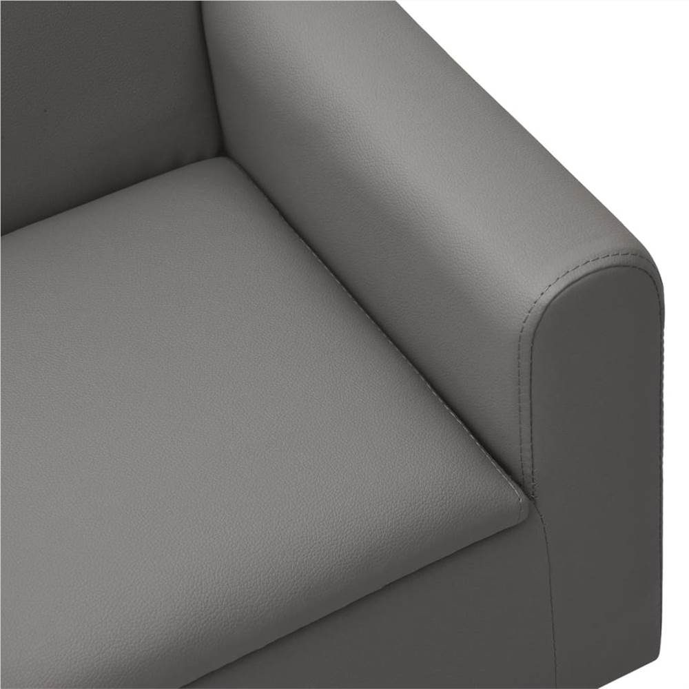 Children Sofa Grey Faux Leather