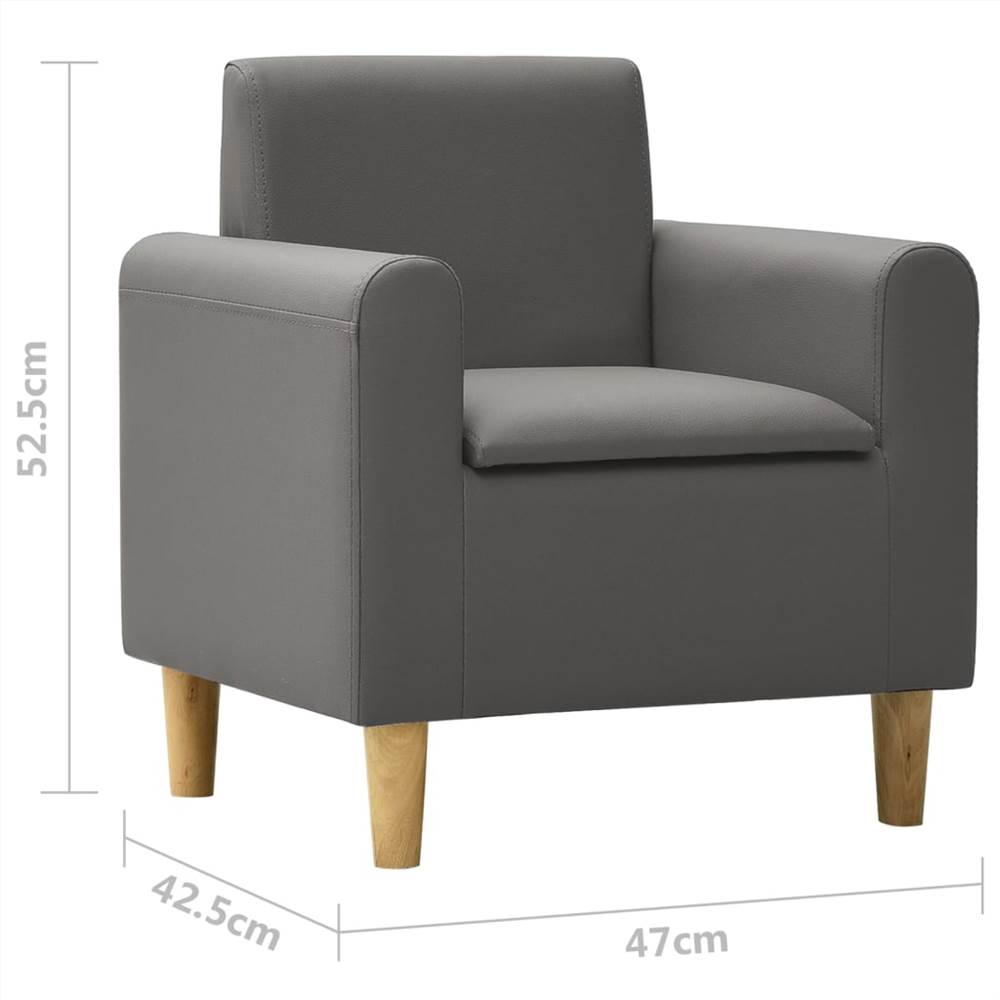 Children Sofa Grey Faux Leather