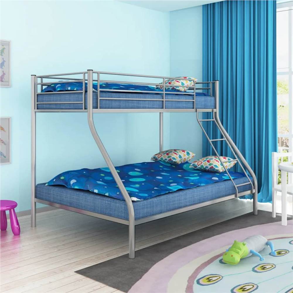 

Children's Bunk Bed Frame Grey Metal 140x200/90x200 cm