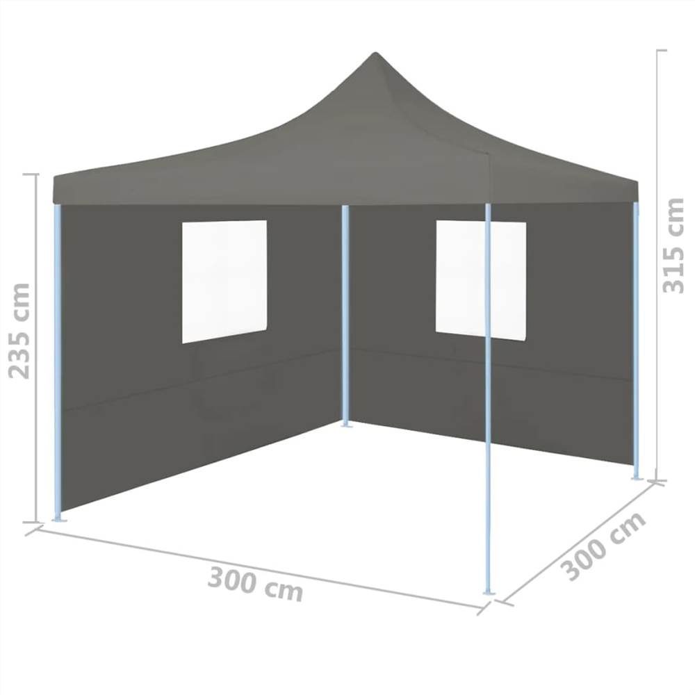 Foldable Party Tent Pop-Up with 2 Sidewalls 3x3 m Anthracite