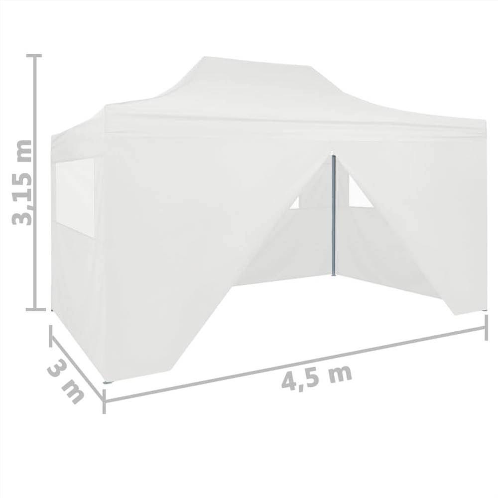 Foldable Party Tent with 4 Sidewalls 3x4.5 m White