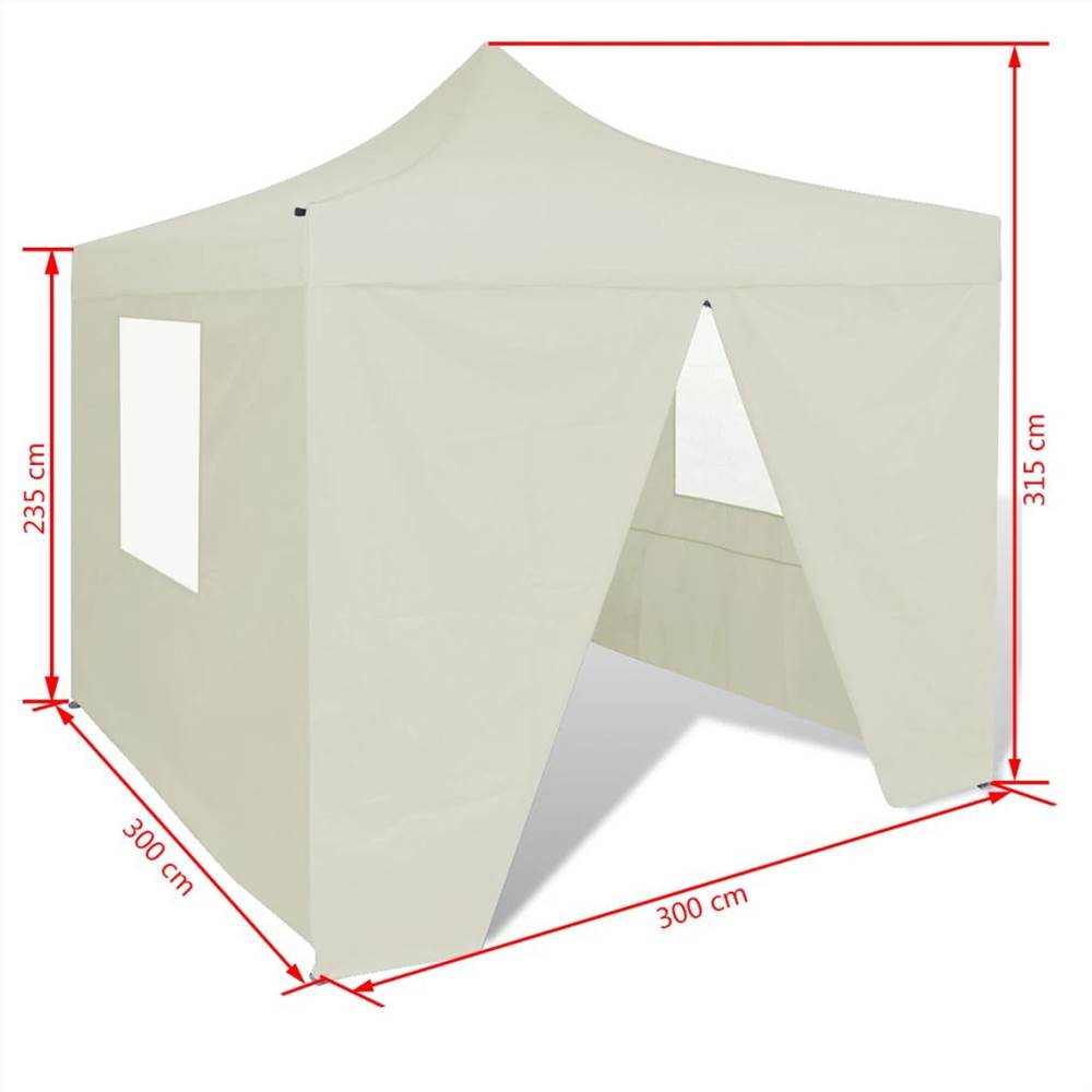 Foldable Tent 3x3 m with 4 Walls Cream