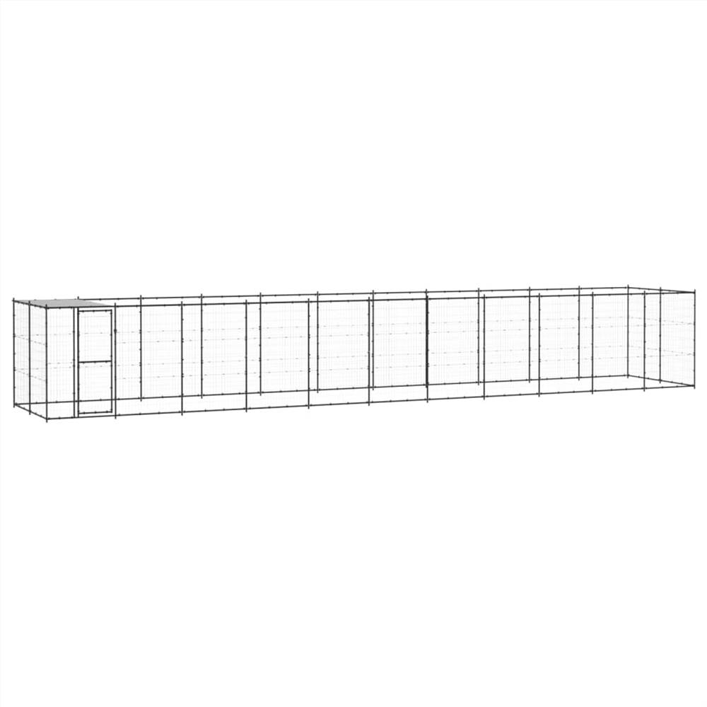Outdoor Dog Kennel Steel with Roof 26.62 m²