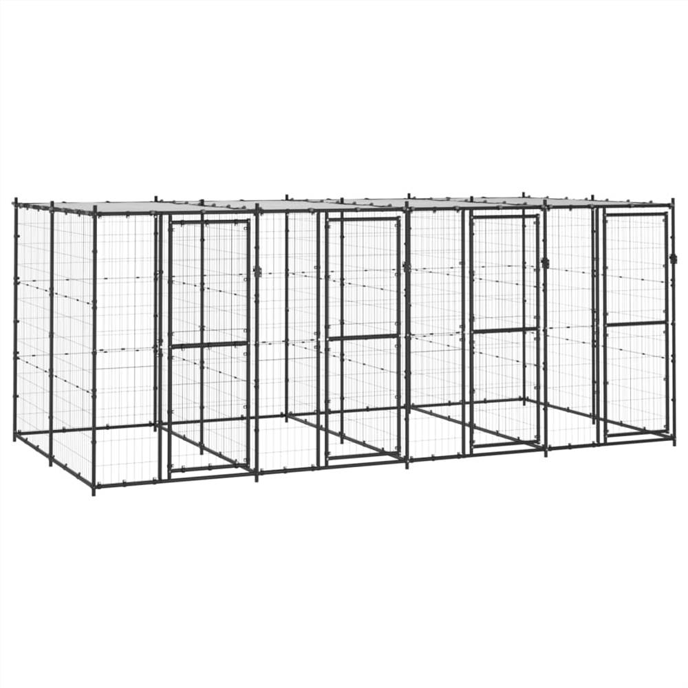 Outdoor Dog Kennel Steel with Roof 9.68 m²