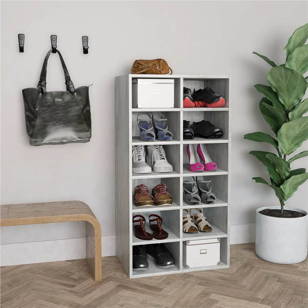 

Shoe Rack Concrete Grey 54x34x100 cm Chipboard