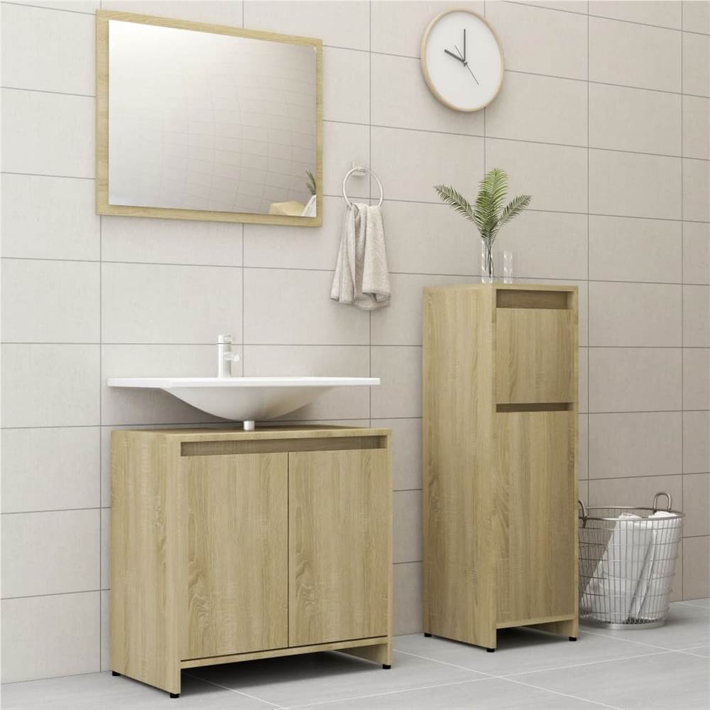 

3 Piece Bathroom Furniture Set Sonoma Oak Chipboard