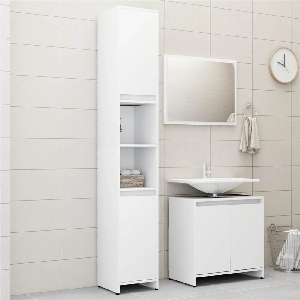 

3 Piece Bathroom Furniture Set White Chipboard