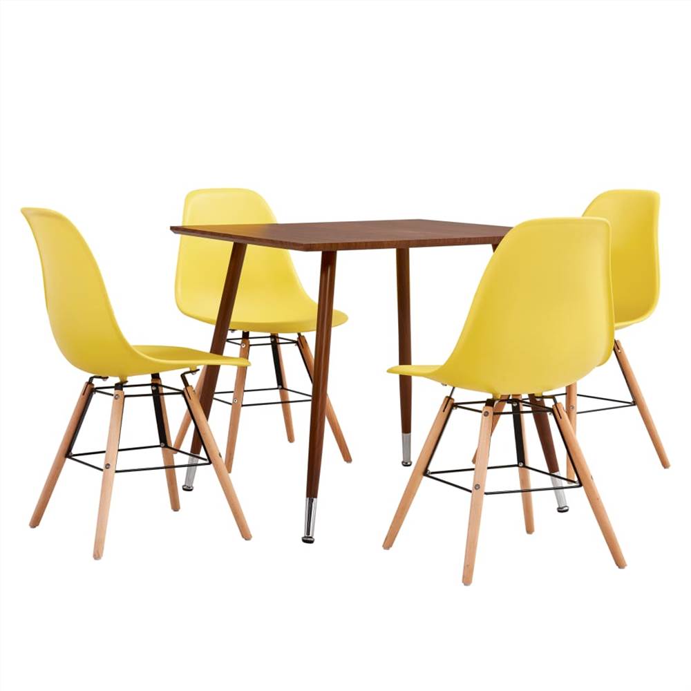 

5 Piece Dining Set Plastic Yellow