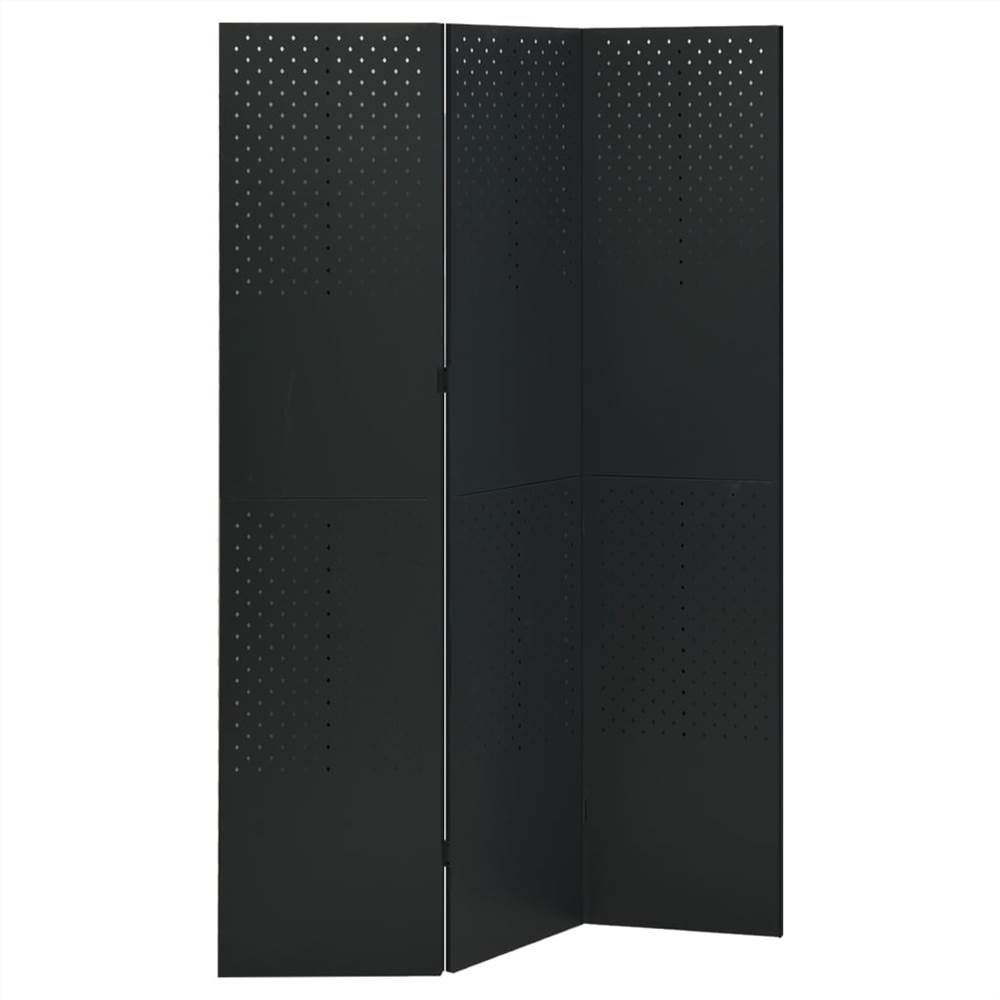 

3-Panel Room Divider Black 120x180 cm Steel