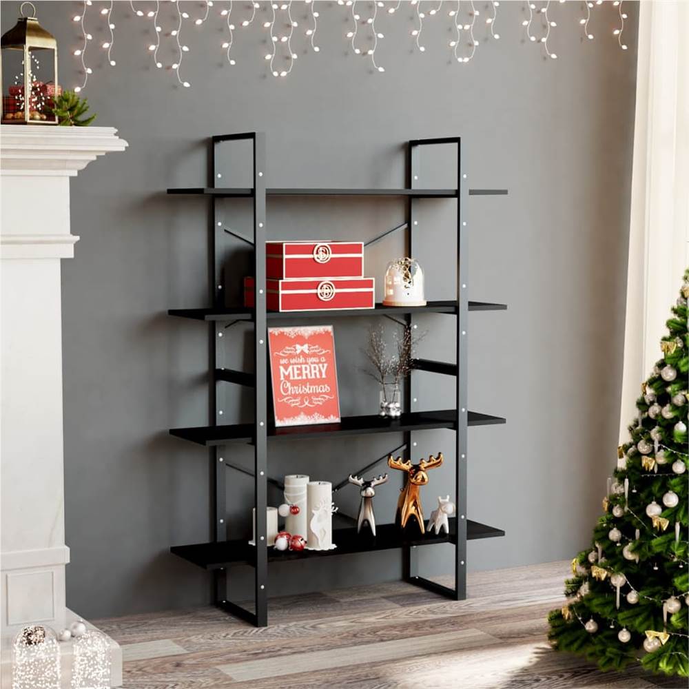 

4-Tier Book Cabinet Black 100x30x140 cm Chipboard