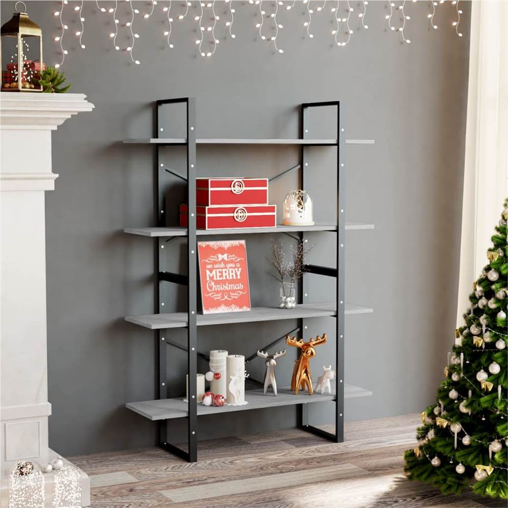 

4-Tier Book Cabinet Concrete Grey 100x30x140 cm Chipboard