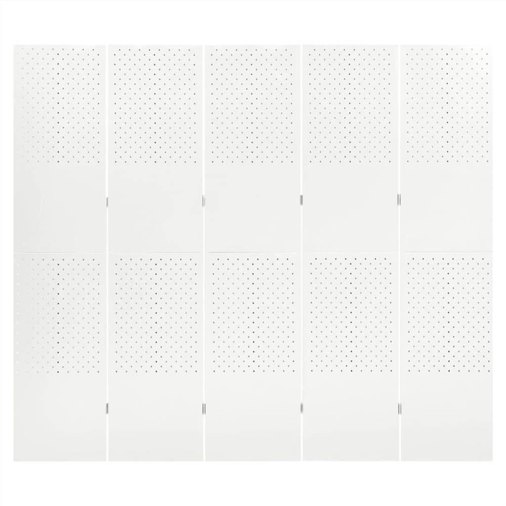 5-Panel Room Divider White 200x180 cm Steel