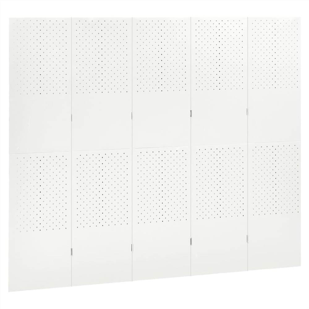 5-Panel Room Divider White 200x180 cm Steel