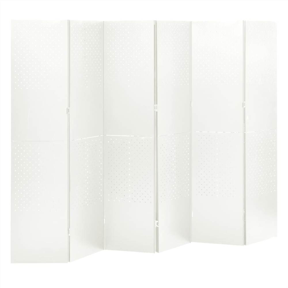 

6-Panel Room Divider White 240x180 cm Steel