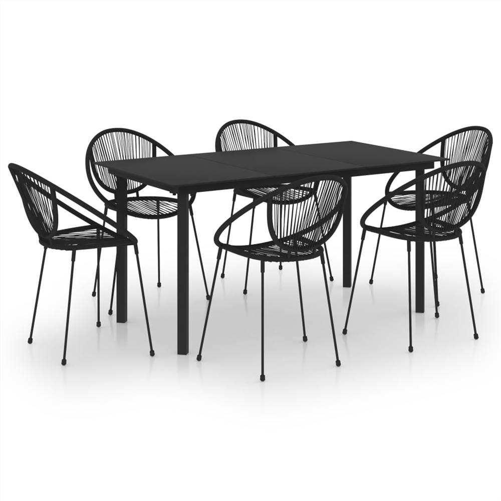 

7 Piece Outdoor Dining Set PVC Rattan Black