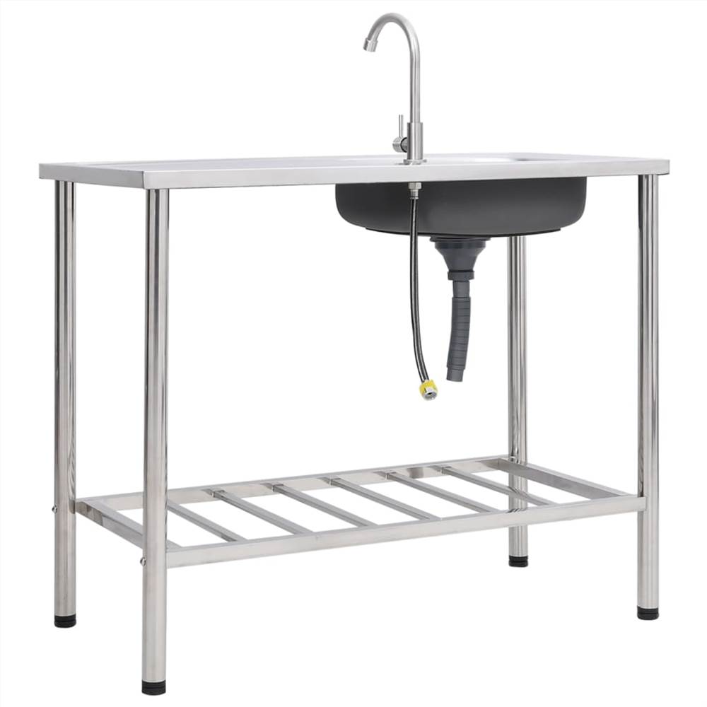 Camping Sink Single Basin with Tap Stainless Steel
