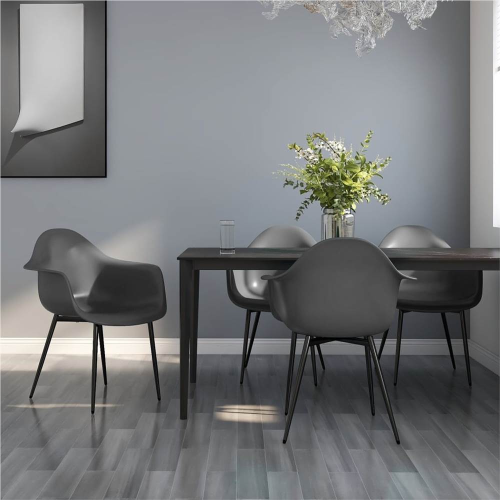 

Dining Chairs 4 pcs Grey PP