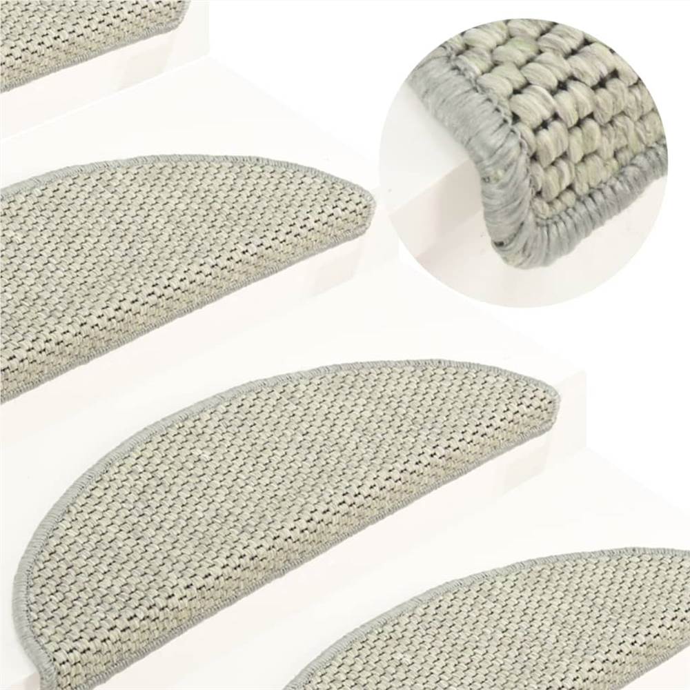 

Self-adhesive Stair Mats Sisal-Look 15 pcs 56x20 cm Grey