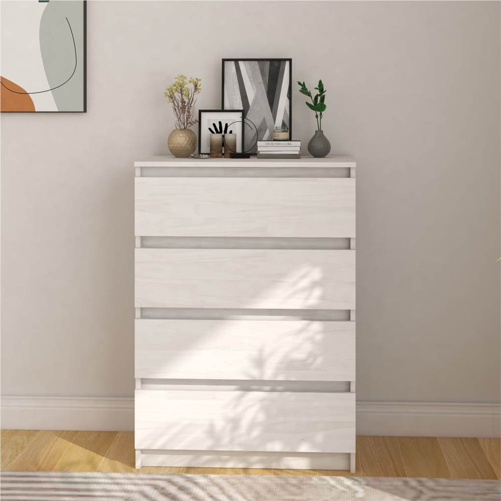 

Side Cabinet White 60x36x84 cm Solid Pinewood