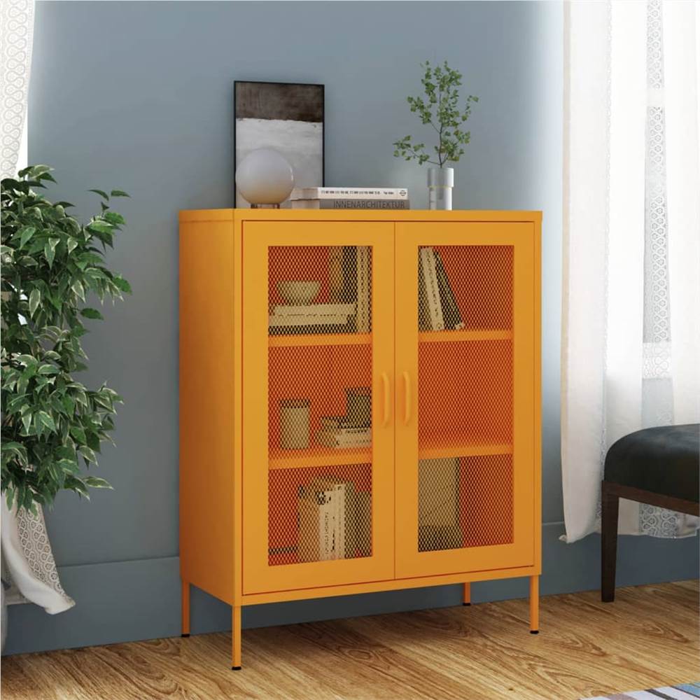 Mueble almacenaje amarillo mostaza 80x35x101.5 cm acero