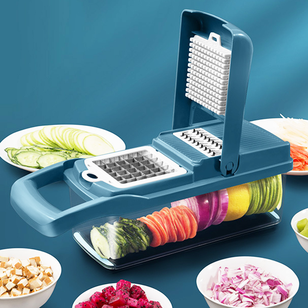 Multi-Function House-Hold Six-Blade Dicing and Slicing Slicer - สีน้ำเงิน