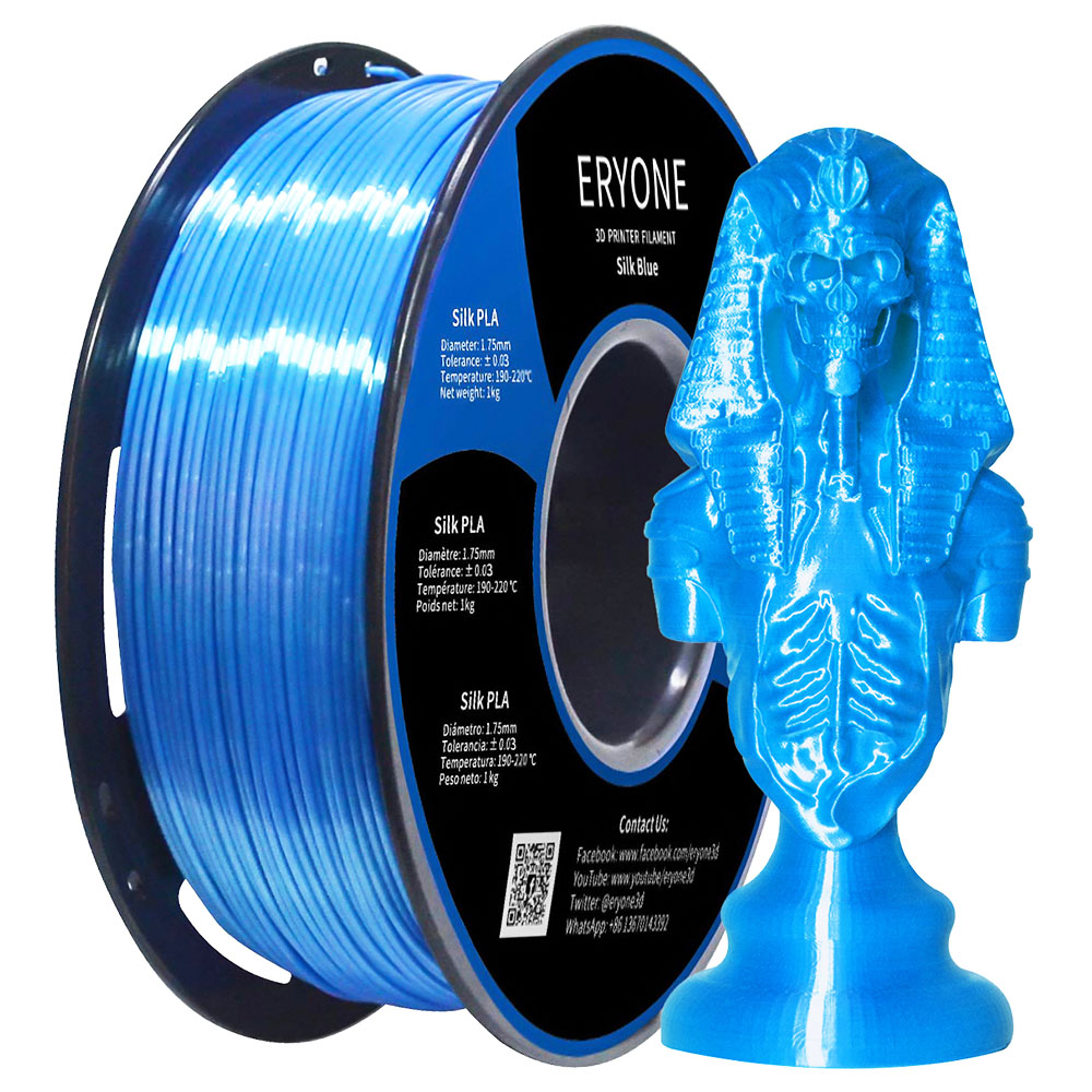 

ERYONE Silk PLA Filament for 3D Printer 1.75mm Tolerance 0.03mm 1kg (2.2LBS)/Spool - Blue