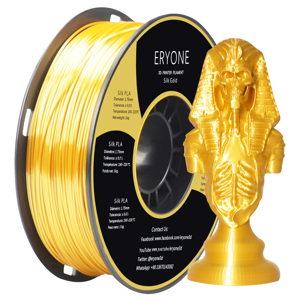 ERYONE Soie PLA Filament pour Imprimante 3D Tolérance 1.75mm 0.03mm 1kg (2.2LBS)/Bobine - Or