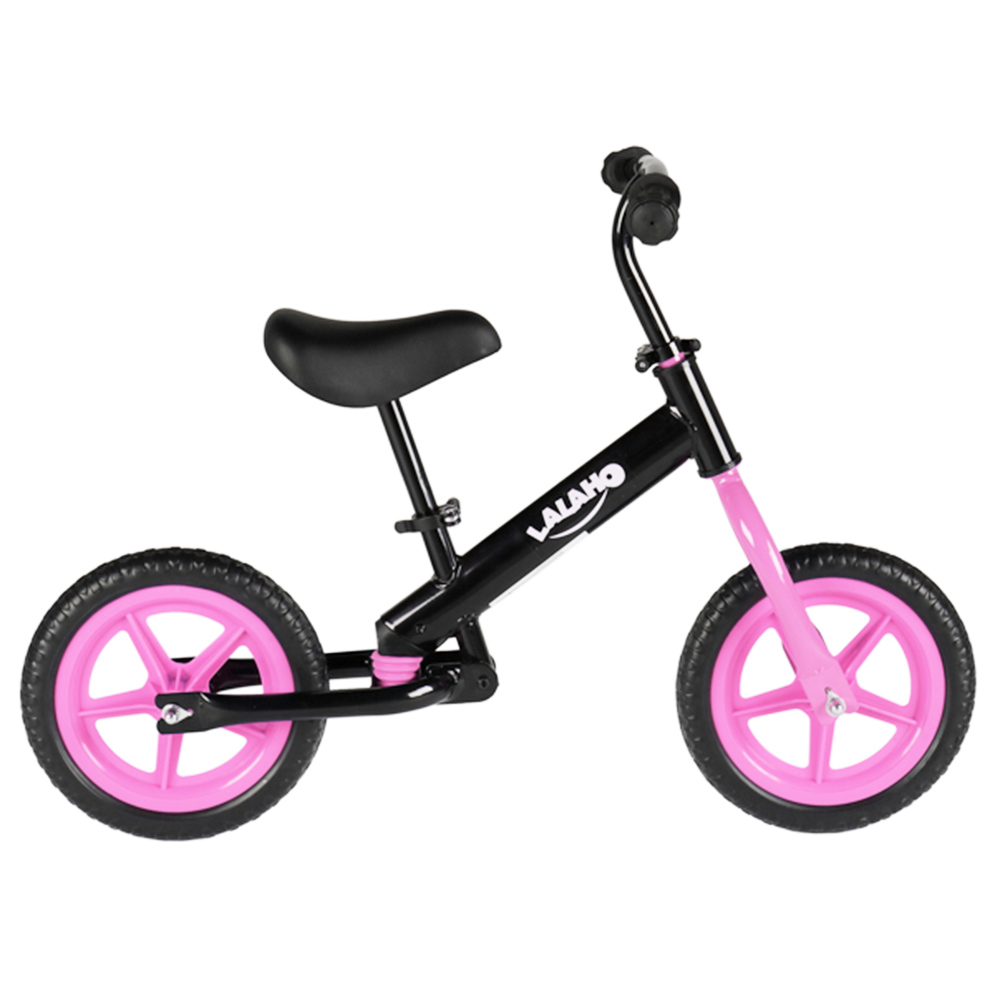 LALAHO Kids Balance Bike Carbon Steel Body, TPR Grip, 86*43*56cm, Pink
